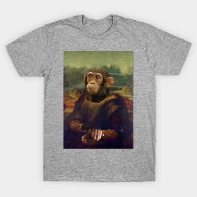 Mona Lisa Chimpanzee T-Shirt by luigitarini